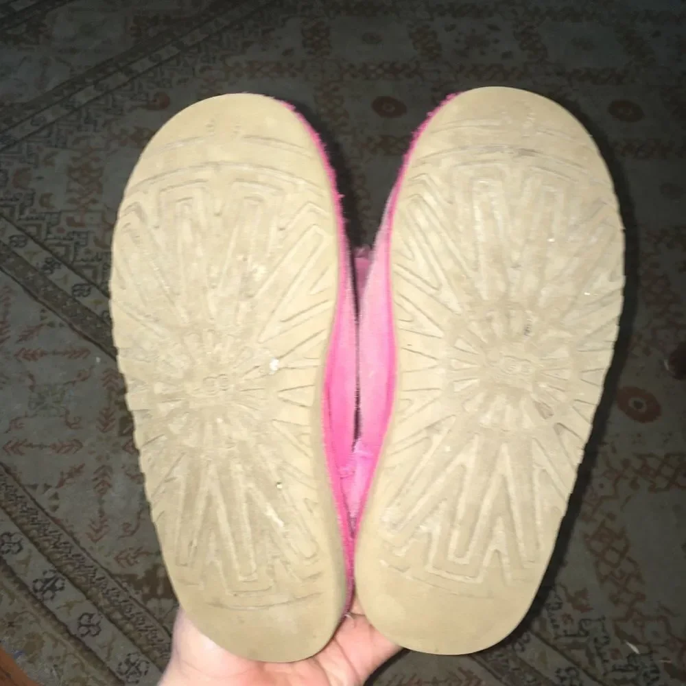 Ugg pink bow shearling leather booties